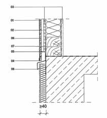 Normale struttura ad intelaiatura in legno a tenuta d aria con tamponamento Profilo di chiusura intonaco Griglia di aerazione Base della parete (alternativa) Applicare il profilo di chiusura intonaco
