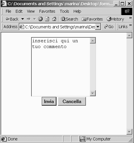 HTML: textarea il modulo può essere creato con il tag <textarea>. </textarea> <form name="frm1" action="..." method=".