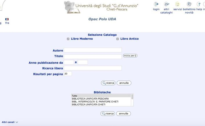 = cataloghi digitali delle biblioteche che