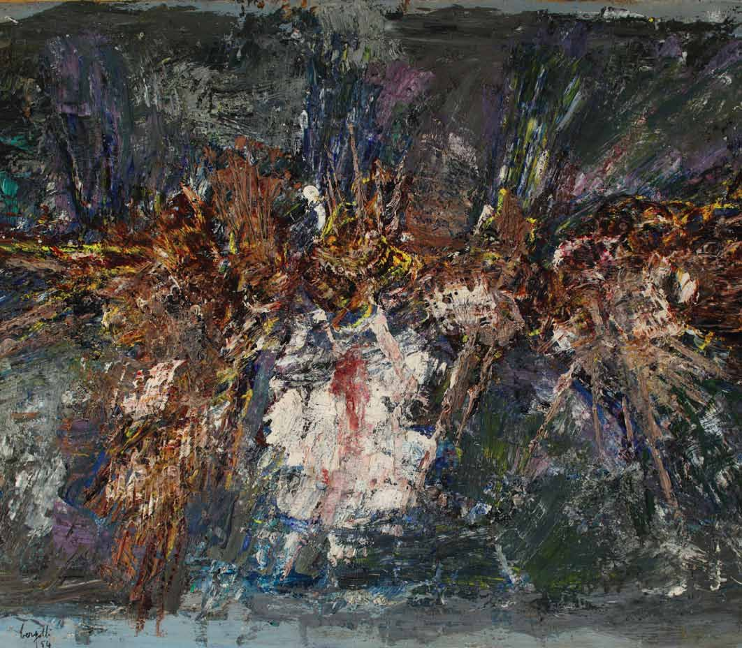 Aldo Bergolli, Fruscio nel bosco, 1954, olio su tela, 70 x 100 cm.