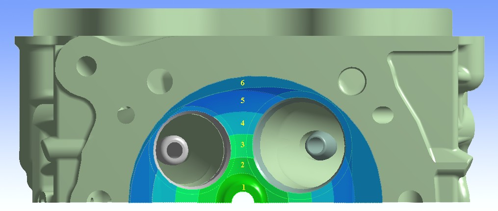 Distribuzione spaziale del coefficiente di scambio termico Suddivisione in 6 corone circolari centrate con l