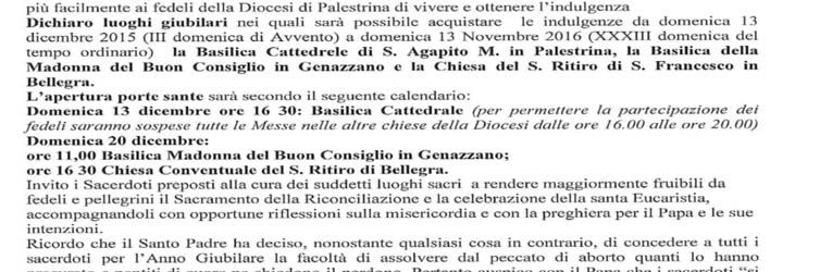 PREMESSA ALLA CELEBRAZIONE Il Santo Padre Francesco nella Bolla Misericordiæ Vultus ha stabilito che nella III Domenica di Avvento in ogni chiesa particolare si apra, per tutto l Anno Santo, una