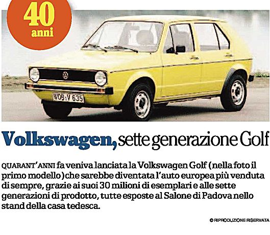 Quattro A Grande Diffusione : 316583 Pagina 49 : Volkswagen sette generazione Golf QUARANT ANNI fa veniva lanciata la