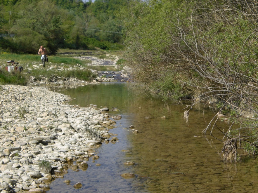 Fiume Uso_ stazione Uso 04 (135 m.s.l.m.) Il Fiume Uso scorre in questo tratto su di un materasso ghiaioso facilmente movimentabile dalle portate di piena.