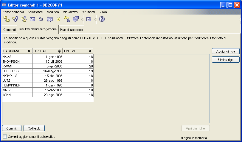 Command Editor (2) e di visualizzarne i risultati (default: solo i primi 100) IBM DB2 Sistemi Informativi T 11 Command Line Processor (CLP) Permette di eseguire istruzioni SQL e comandi di gestione