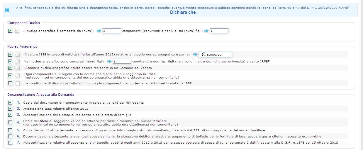 8. Verificati tutti i dati della domanda del cittadino inseriti nella procedura web, il Comune deve completare le ultime fasi di validazione.