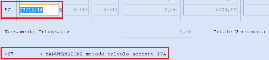 5. Manutenzione Metodo Acconto La procedura memorizza il metodo di calcolo utilizzato per determinare l'acconto IVA per poi riportare il valore sul rigo VH13 della dichiarazione IVA.