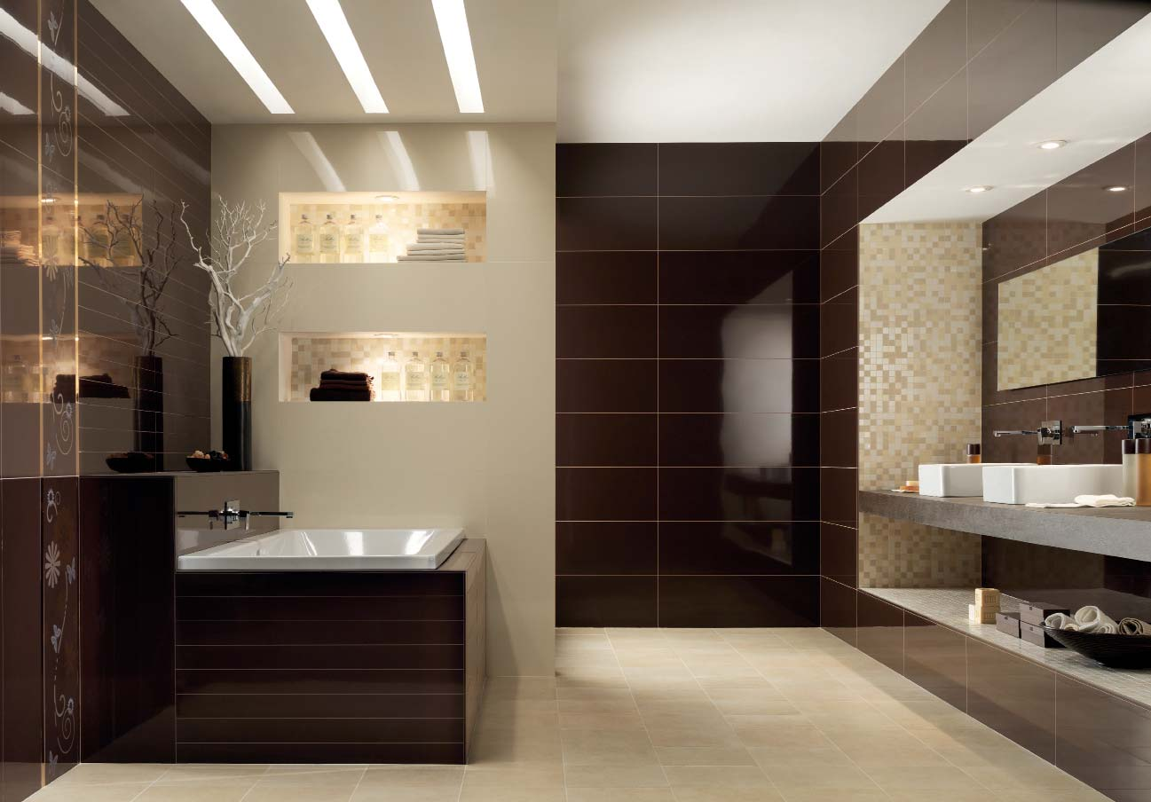 The modular sizes meet every aesthetic and planning need. The mosaics enhance the space volumes.