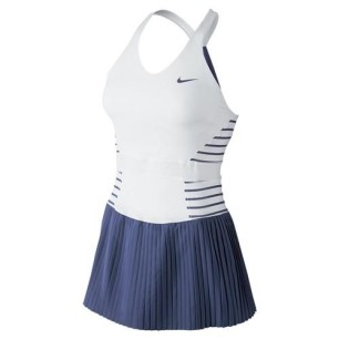 ABT01 Vestito da tennis aderente bianco e blu,