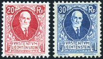 .. 60 - Liechtenstein - 1912 - Principe Giovanni II 25 azzurro su carta patinata,