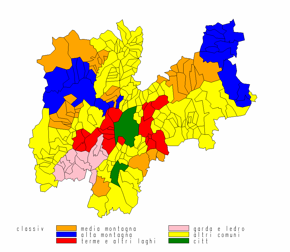 La suddivisione del Trentino Montagna alta