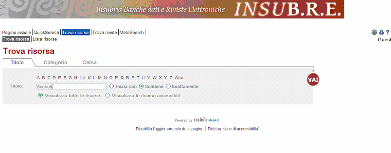 B) RICERCARE L H-INDEX SU SCOPUS 1. Partendo dal Portale Insubre (http://athena.