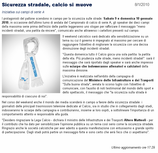 Articolo Web pubblicato in data 8 gennaio 2010 URL: