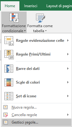 ricorrendo alla formattazione condizionale (ribbon