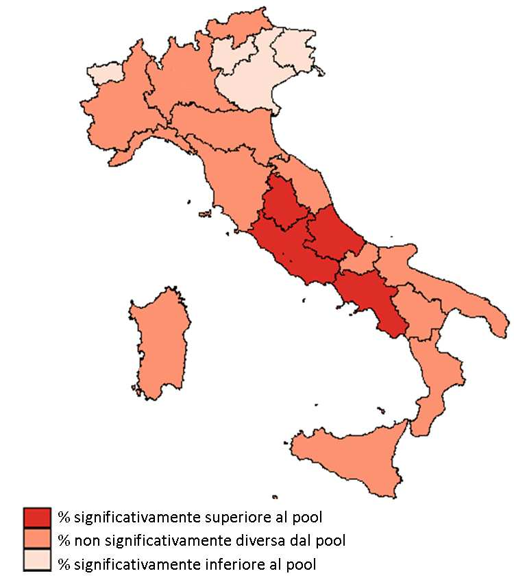 Fumatori Prevalenze per regione di residenza Pool di ASL 2008-11 Nel Pool di ASL PASSI 2008-11 il 28% è fumatore (di cui l 1% è in astensione da meno di sei mesi), il 19% è ex fumatore e il 52% è non