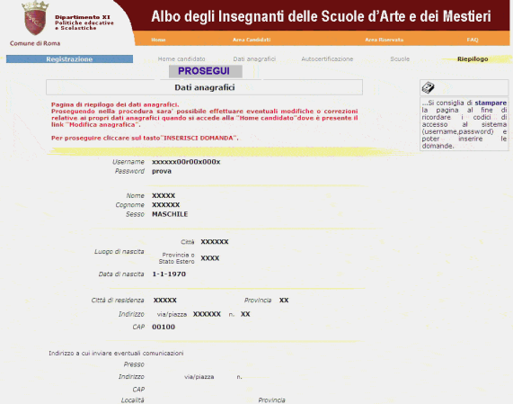 Dopo aver effettuato l autocertificazione apparirà la pagina di presentazione delle Scuole d Arte e dei Mestieri dalla quale trarre alcune informazioni utili ad esse relative.