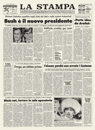 George Herbert Walker Bush 41 Presidente Partito repubblicano Eletto l 8 novembre 1988 1989-1993 La Stampa ((9 novembre 1988, pag.