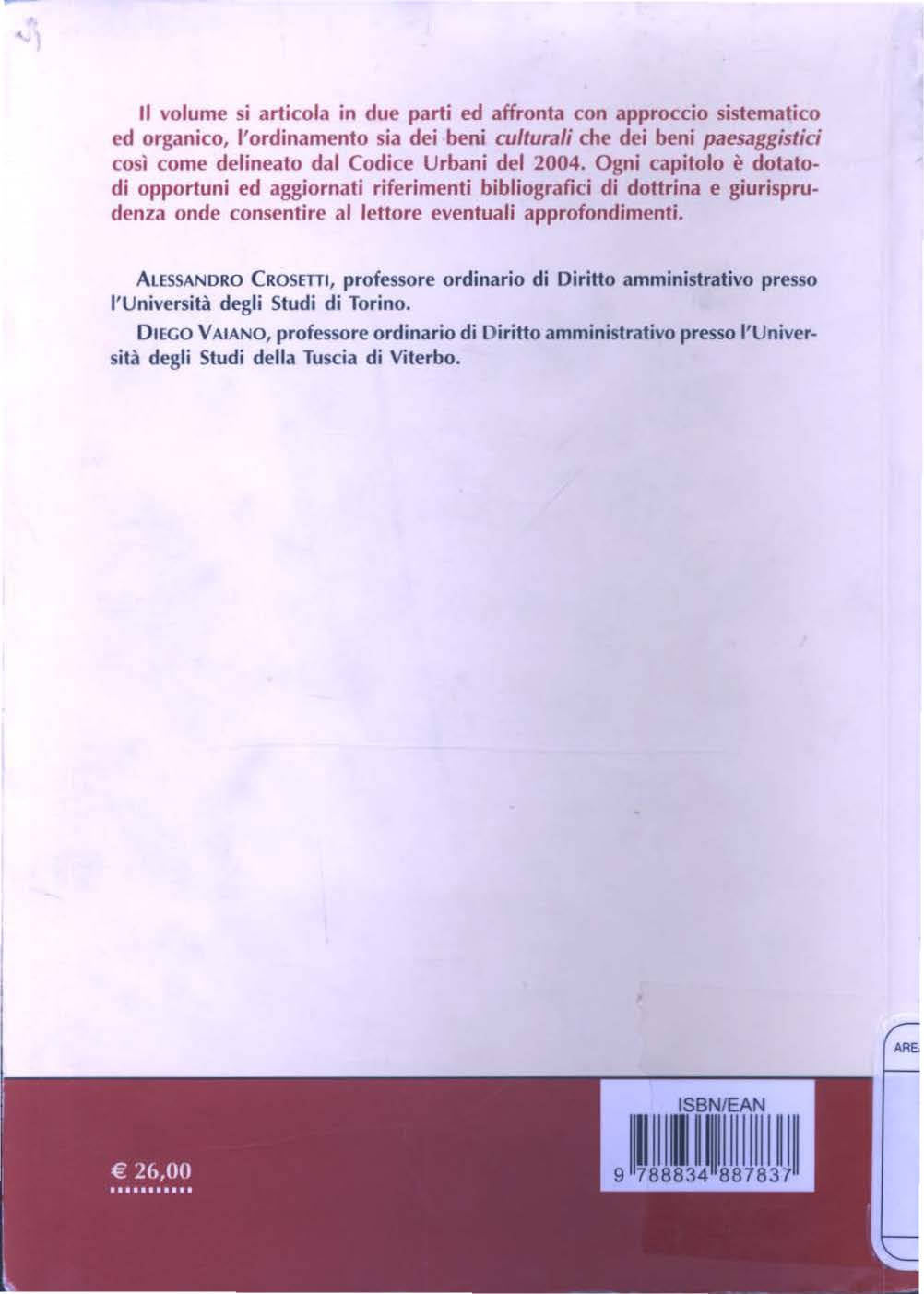 Il volume si articola in due parti ed affronta con approccio sistematico ed organico, l'ordinamento sia dei beni culturali che dei beni paesaggistici così come delineato dal Codice Urbani del 2004.