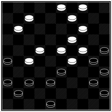 13 19 14 x 32 27 x 40 Il bianco ha giocato 40 34? dando al suo avversario la possibilita di fare un tiro a dama. Il nero prima trasporta una pedina in <23> e solo successivamente un altra in <13>.