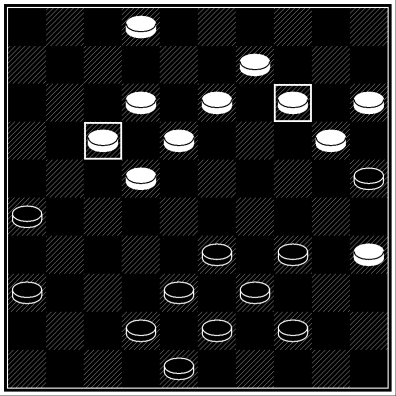 26 21 17 x 26 34 30 35 x 24 33 29 24 x 33 39 x 10 15 x 4 25 x 3 Il bianco rimuove il pezzo in <24> e trasporta un pezzo in <38> per fare una combinazione in <4>.
