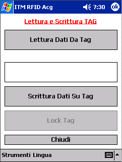 7 Modalità Lettura/Scrittura In modalità lettura/scrittura è possibile leggere, scrivere e bloccare i dati nel tag. N.B.