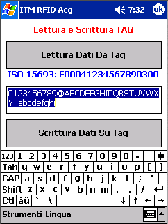 Per scrivere nel tag è sufficiente scrivere il testo nel controllo centrale e quindi premere il bottone Scrittura Dati Su Tag.