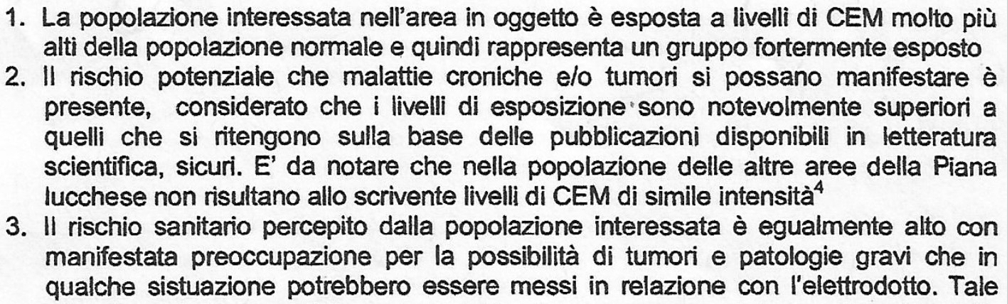 Raccomandazioni ASL al comune di Lucca del 22/12/2006