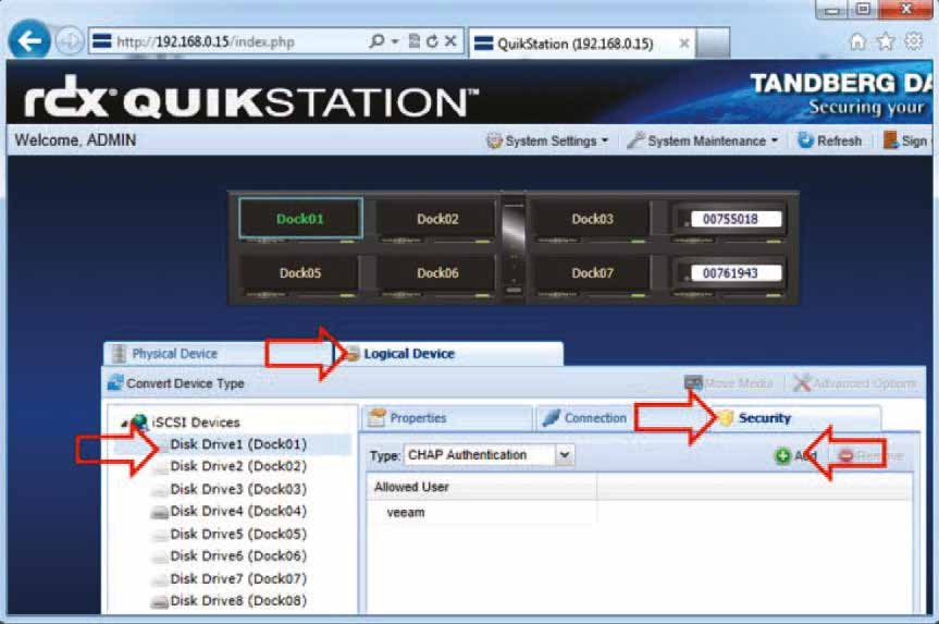 attivare l'autenticazione CHAP per le connessioni iscsi.