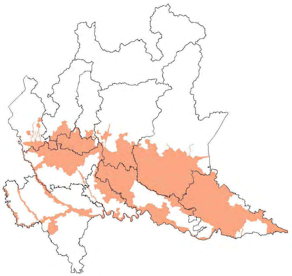 Zone Vulnerabili ai Nitrati (ZVN) Fig.7 rappresentazione degli elementi primari delle ZVN, elaborazione Ersaf- Regione Lombardia territoriale Sup. Tot. ambito (ha) Aree agricole - classe 2 Dusaf 1.