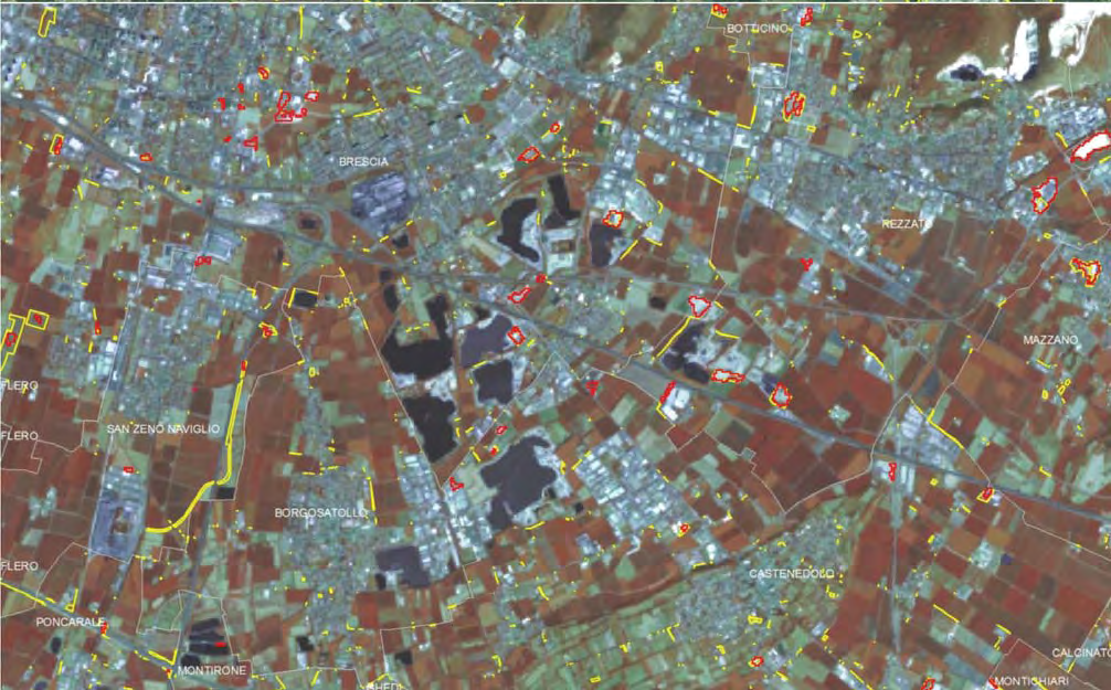 2012, e dall elaborazione dei dati satellitari 2013 (poligoni rossi, su sfondo