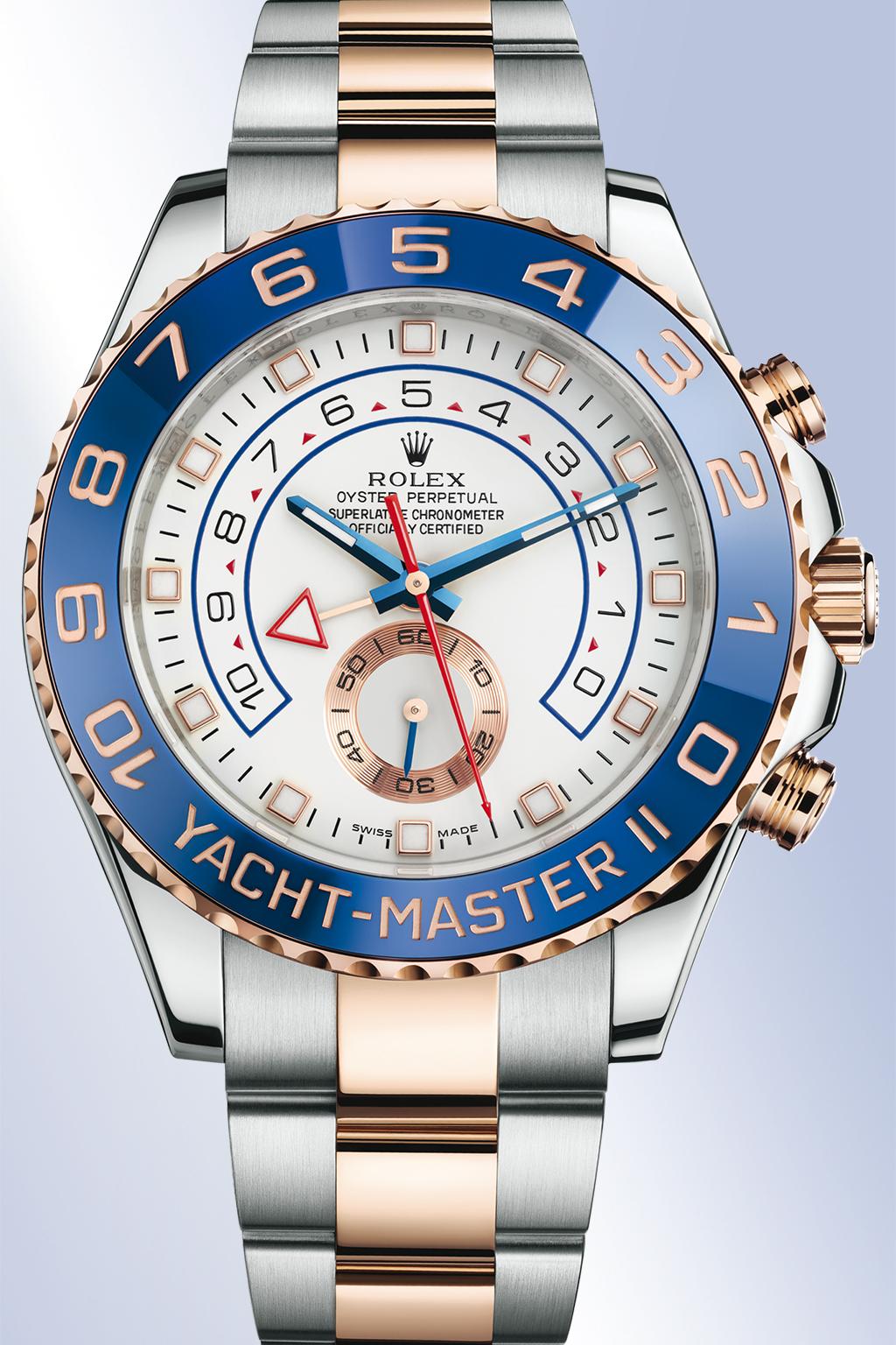 Lo stile dello Yacht-Master II SEGUENDO LA ROTTA Il design audace e indiscutibilmente evocativo del mondo del mare, che contraddistingue lo Yacht-Master II, si inscrive perfettamente nello spirito