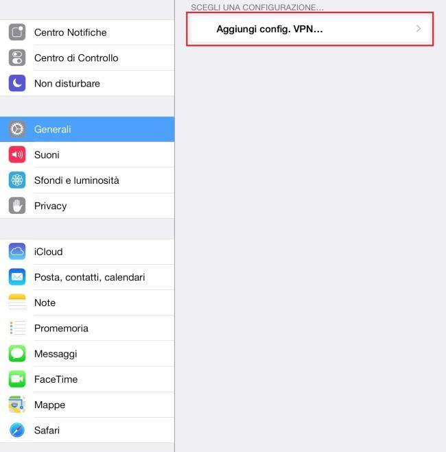 Generali toccare VPN.