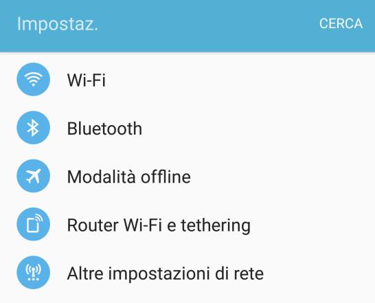 1.7 Android Toccare l icona Impostazioni Nella sezione Altre impostazioni