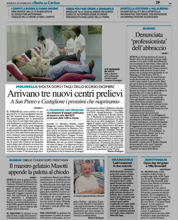 25 ottobre 2015 Pagina 29 Il Resto del Carlino (ed.