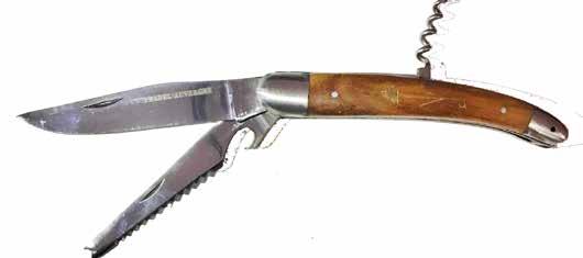 1691 Coltello manico acciaio/legno - lama acciaio inox cm 9,5 lunghezza aperto cm 21 con apribottiglie 8 9 Art.