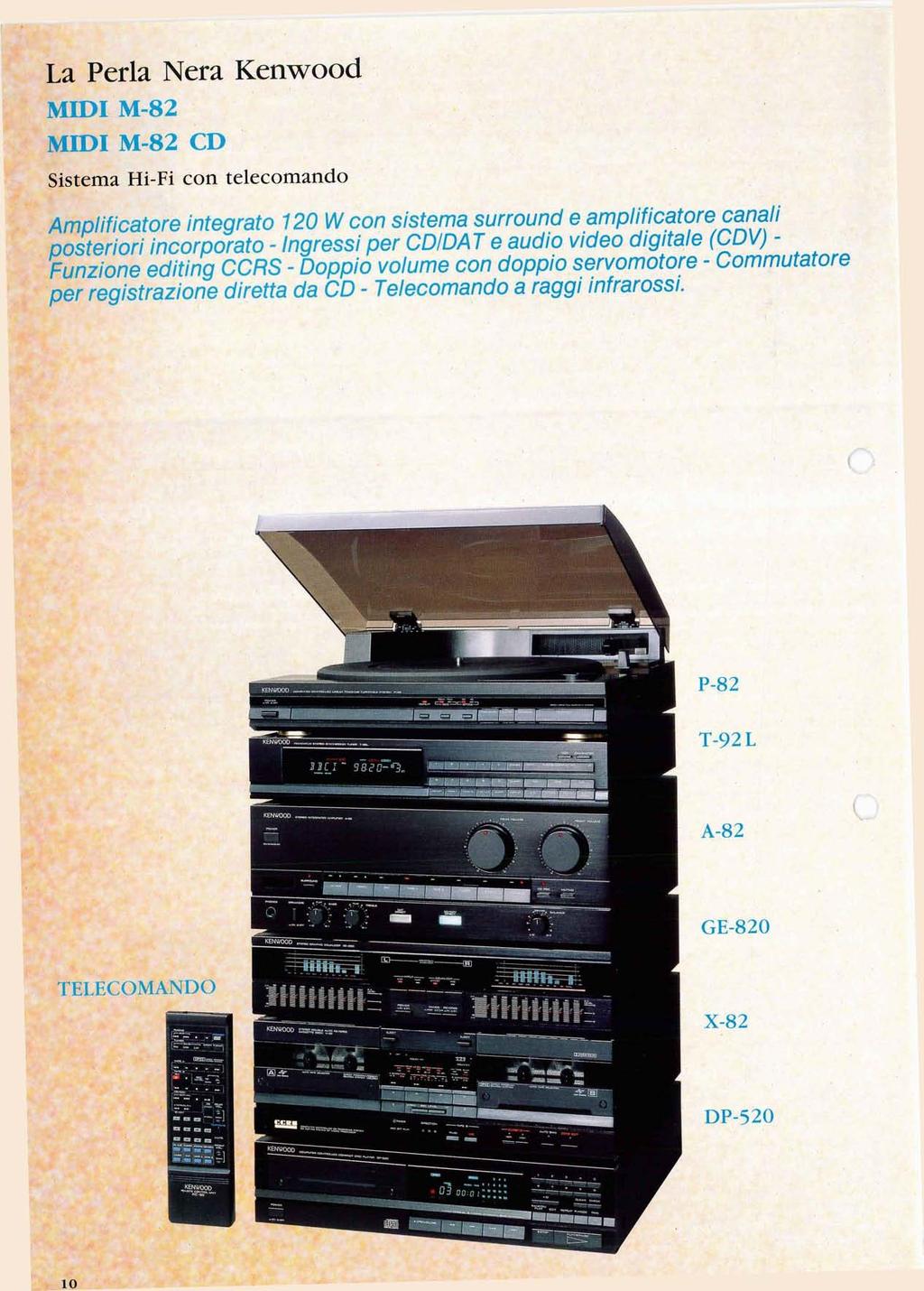 La Perla Nera Kenwood MIDI M-82 MIDI M-82 CD Sistema Hi-Fi con telecomando Amplificatore integrato 120 W con sistema surround e amplificatore canali posteriori incorporato - Ingressi per CD/DAT e