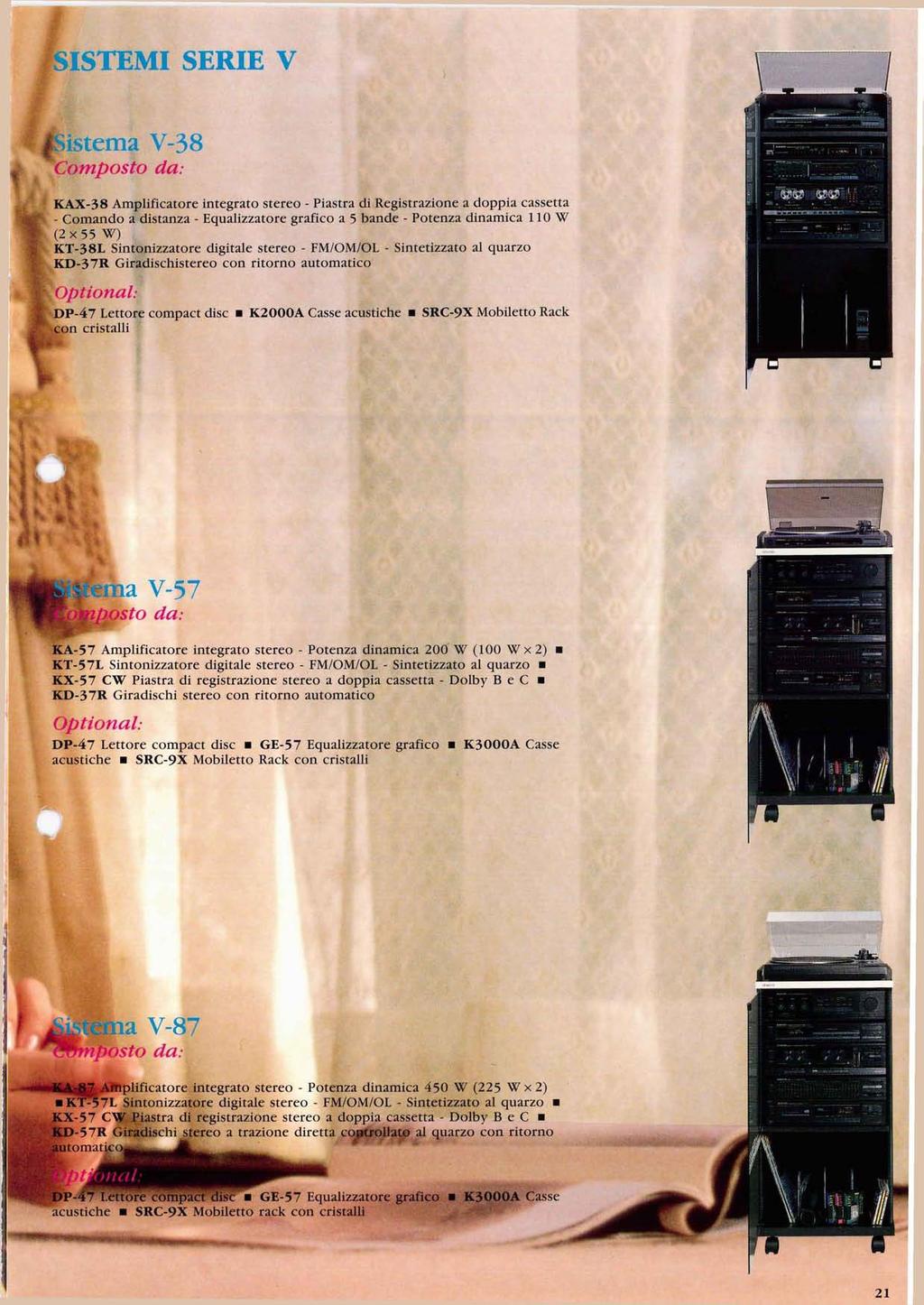 ISTEMI SERIE V Sistema V-38 Composto da: KAX-38 Amplificatore integrato stereo - Piastra di Registrazione a doppia cassetta f.