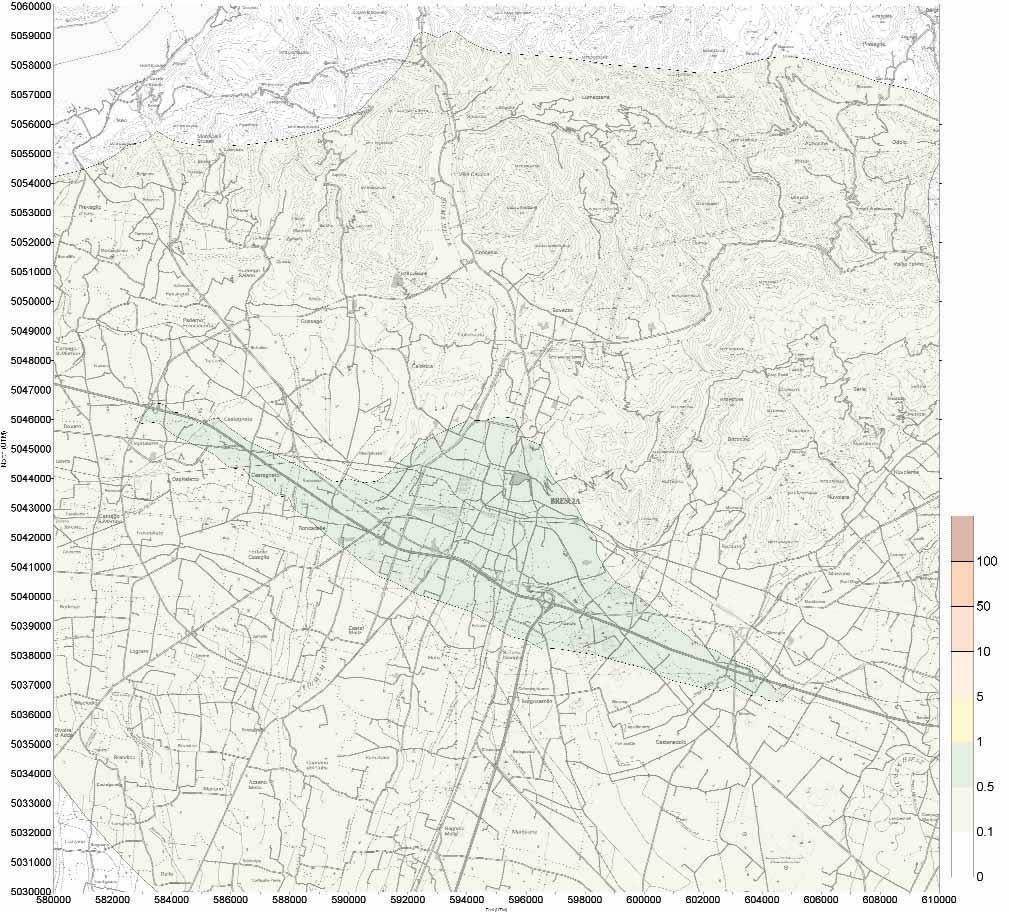 MAPPE DI ISOCONCENTRAZIONE Concentrazione massima: 0,86 fg/m 3 Figura 43 -