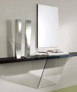 design Norberto Delfinetti e Monica Bernasconi vanity Elemento da ingresso in vetro naturale o verniciato nero.
