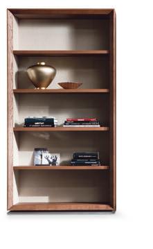 Bookcase with structure veneered in ash and edges in solid wood.