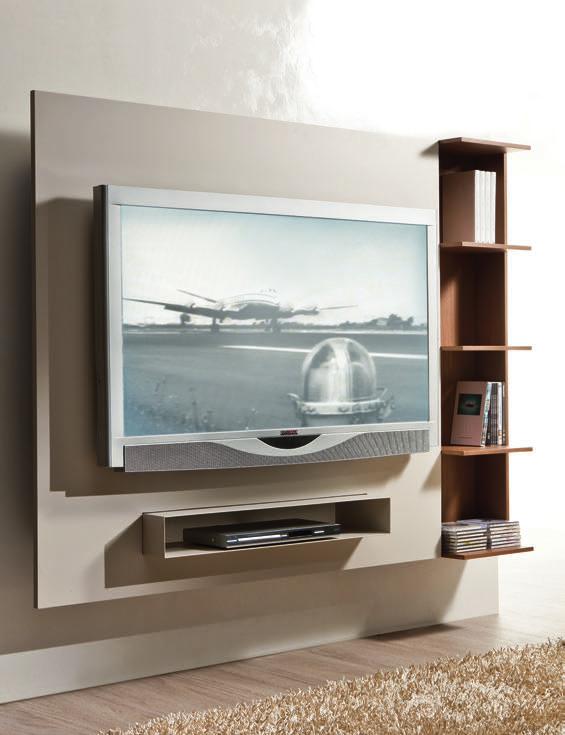 design Danilo Bonfanti e Gabriele Moscatelli ghost Porta TV orientabile con elemento libreria placcato o in fibra di legno, posizionabile a destra o sinistra del