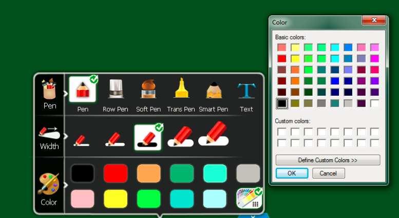 In colore penna TouchBoard fornisce 11 tipi di colore usati comunemente. L utente può anche impostare altri colori del riquadro cliccando il pulsante finale, come in figura. 5.6.