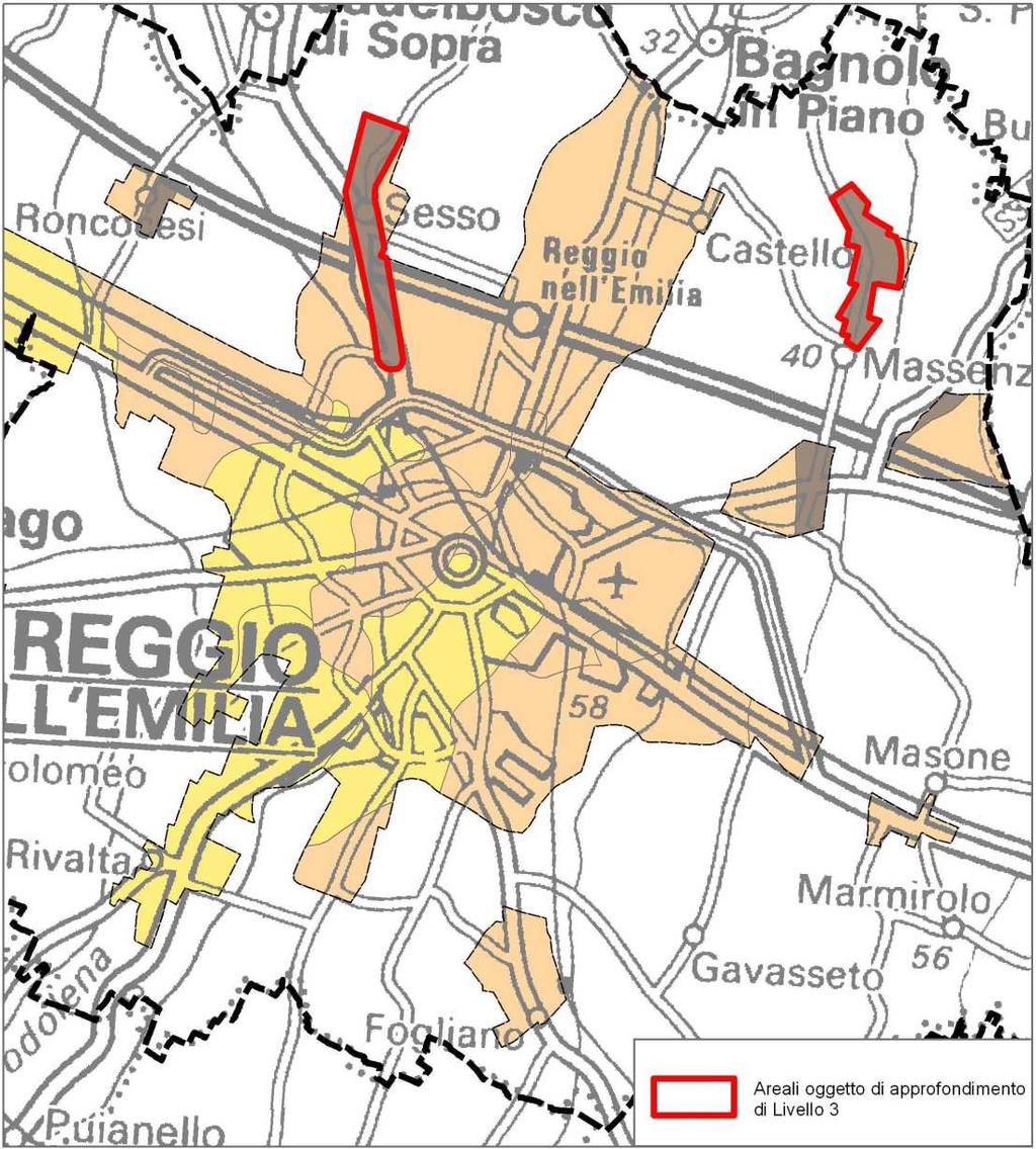 9. APPROFONDIMENTI DI 3 LIVELLO Gli approfondimenti di terzo livello sono stati eseguiti su due areali situati a nord e nord-est del Capoluogo, rispettivamente in corrispondenza delle località Sesso