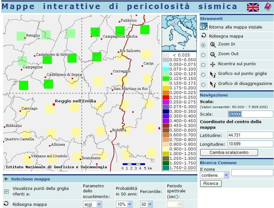 Tra i differenti metodi da utilizzare, si è optato per l impiego delle mappe interattive di pericolosità sismica, presenti sul sito dell Istituto di Geofisica e Vulcanologia di Milano (http://esse1-