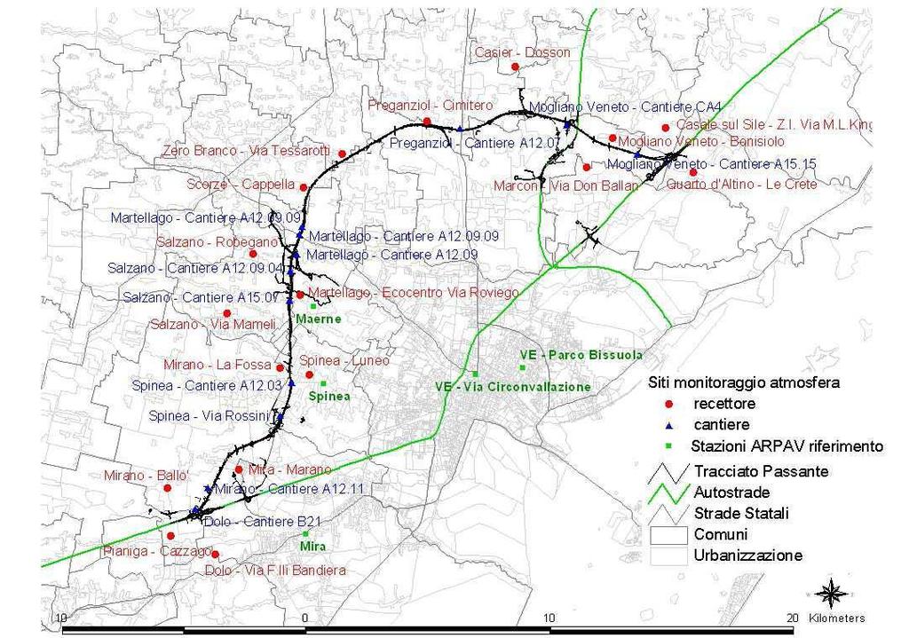 AUTOSTRADA A4 VARIANTE DI MESTRE PASSANTE AUTOSTRADALE Monitoraggi ambientali Relazione attività 2 seme stre 28 ARPAV Agenzia Regionale per la Prevenzione e Protezione Ambientale del Veneto