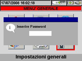 5.1.4. Impostazione Password di protezione Lo strumento è dotato di una Password di protezione per evitare accidentali interruzioni durante un operazione di registrazione in corso. 1.