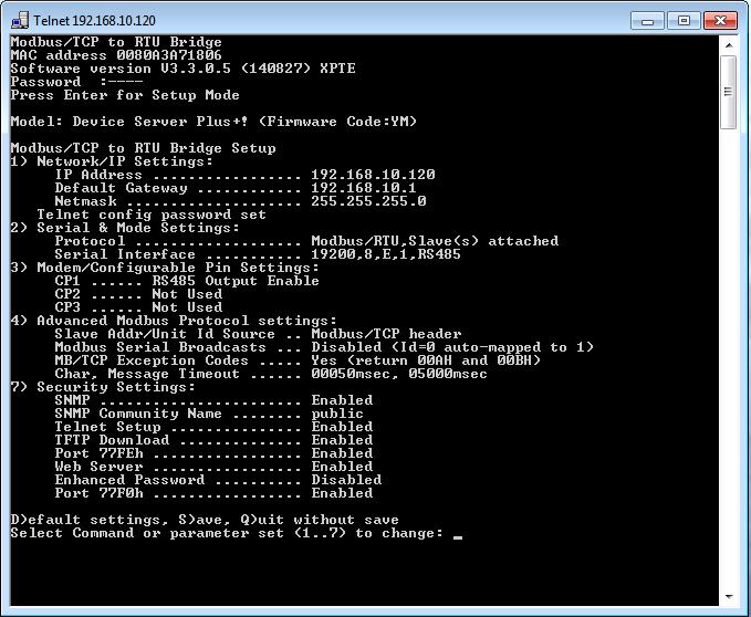 19) MENU PROGRAMMAZIONE PARAMETRI MENU PROGRAMMAZIONE PARAMETRI (TELNET) Il menù TELNET vi consente di modificare i parametri di configurazione della porta ethernet. Quali sono le informazioni a Vs.