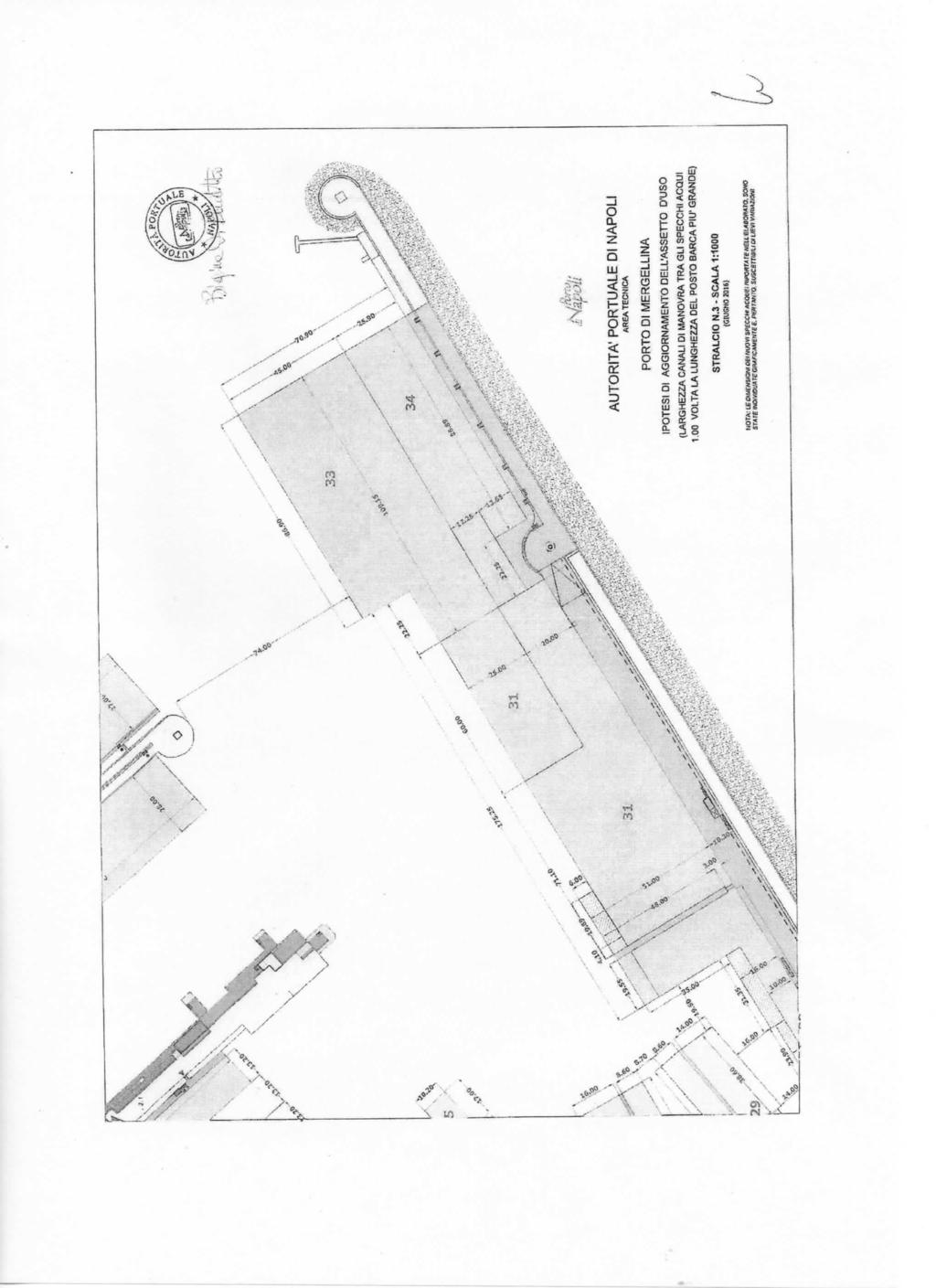 IL* X* 33 'A \ \ V \ I \ 1f 34 ^ > \ 5 3 1 > 31 AUTORITÀ' PORTUALE DI NAPOLI AREA TECNICA PORTO DI MERGELLINA IPOTESI DI AGGIORNAMENTO DELL'ASSETTO D'USO (LARGHEZZA CANALI DI MANOVRA TRA GLI SPECCHI