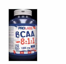 68 GAINERS, AMINOACIDI e DERIVATI, PRODOTTI VARI PER LO SPORT www.prolabs.pro DESCRIZIONE: BCAA 8:1:1 è un integratore alimentare di aminoacidi a catena ramificata con vitamine B1 e B6.