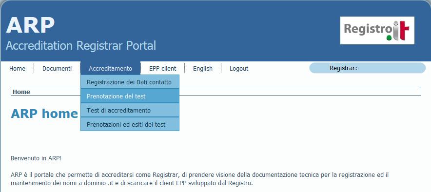 3 Caratteristiche del Portale ARP Il portale ARP comprende 6 voci di menù principali (Fig.